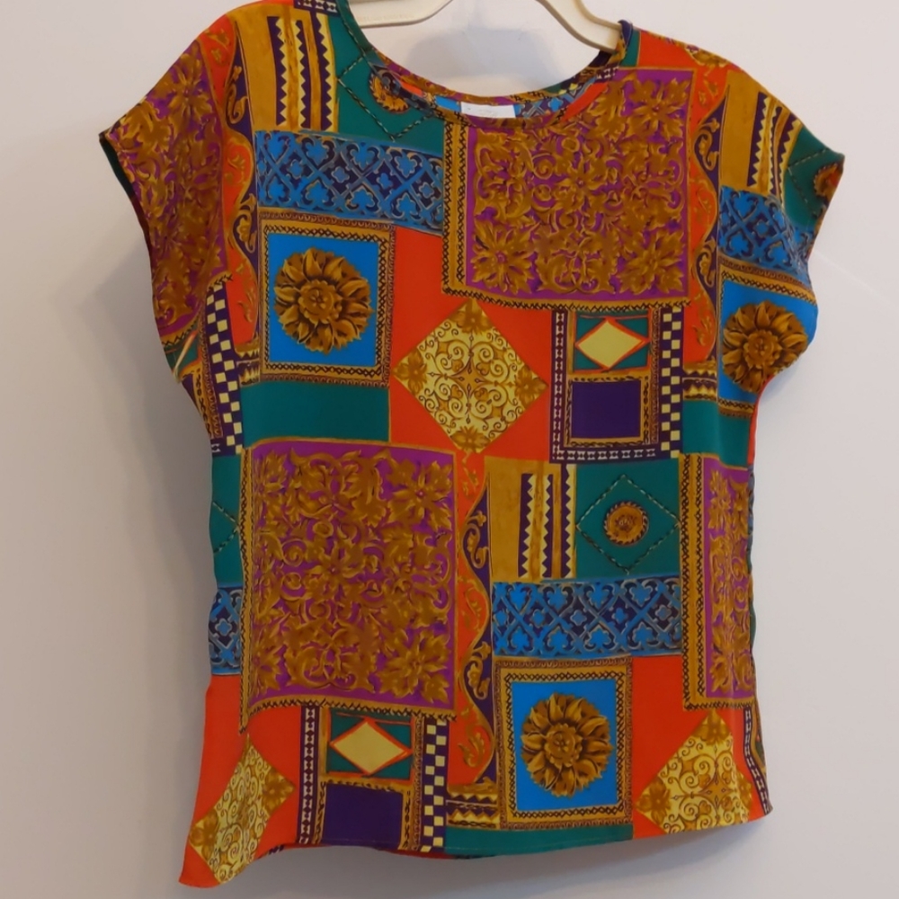 Vtg T.R. Bentley Bright Colorful Print Sz M